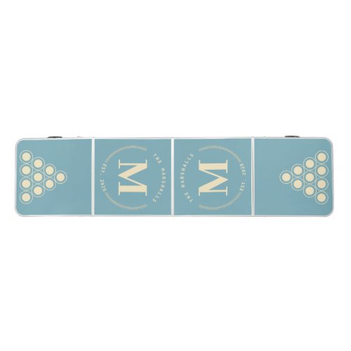 Warm Aqua Afternoon Modern Circle Monogram Beer Pong Table