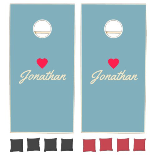 Warm Aqua Afternoon Vintage Heart Signature Cornhole Set