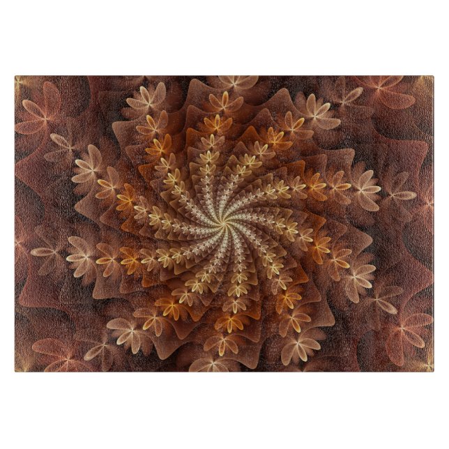 Warm Autumn Colors, Modern Abstract Fractal Art Cutting Board (Front)