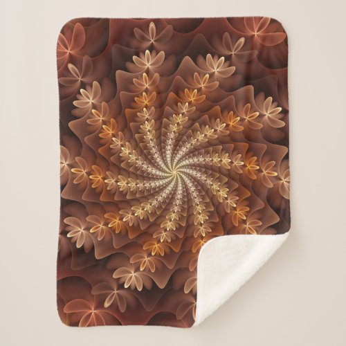 Warm Autumn Colors Modern Abstract Fractal Art Sherpa Blanket