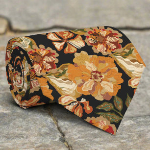 Warm Autumn Floral Abstract Vintage Wedding Neck Tie