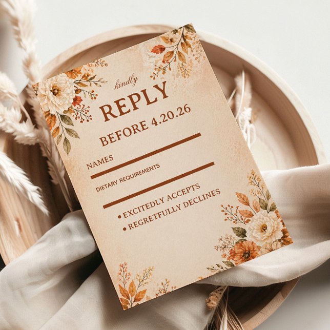 Warm Autumn Floral RSVP Card (Creator Uploaded)