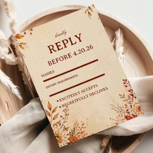 Warm Autumn Floral RSVP Card (Creator Uploaded)