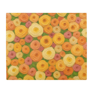 Warm Autumn Floral Seamless Pattern Oil Painting A Metal Print