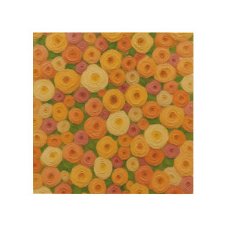 Warm Autumn Floral Seamless Pattern Oil Painting A Wood Wall Art
