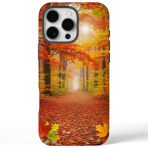 Warm Autumn Forest Path with Golden Leaves iPhone 16 Pro Max Case