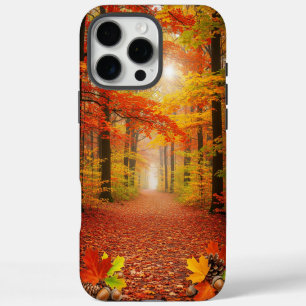 Warm Autumn Forest Path with Golden Leaves iPhone 16 Pro Max Case