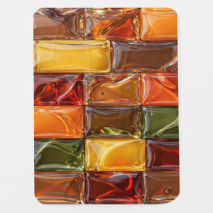 Warm Autumn Glass Tile Mosaic - Glossy Amber Baby Blanket