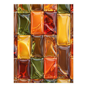 Warm Autumn Glass Tile Mosaic - Glossy Amber Photo Print