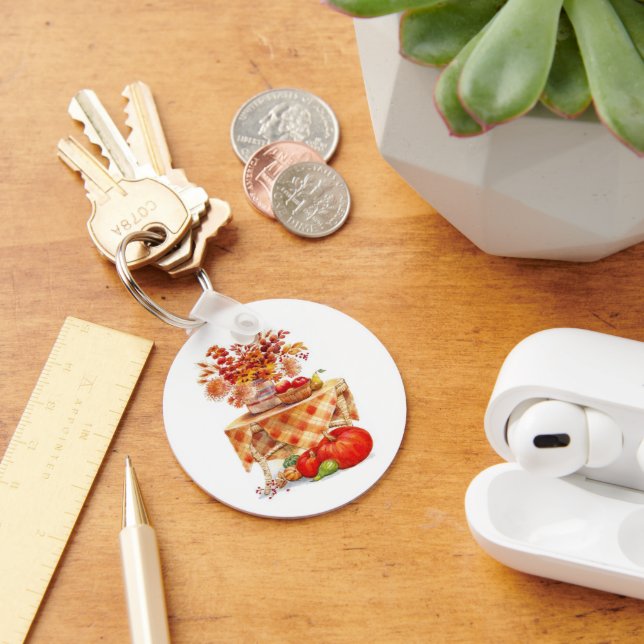 Warm Autumn Harvest Table Still Life Keychain (Desk)