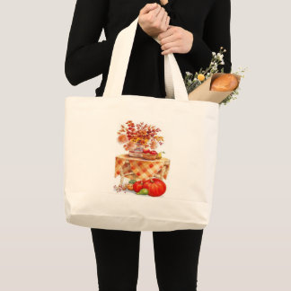Warm Autumn Harvest Table Still Life Large Tote Bag