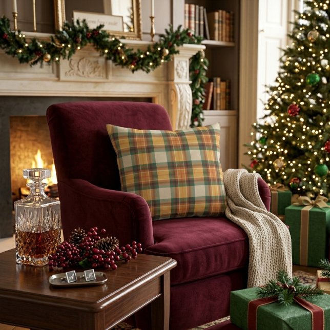 Warm Autumn Harvest Tartan Plaid Pattern Accent Pillow (Creator Uploaded)