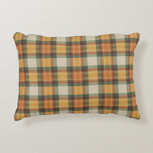 Warm Autumn Harvest Tartan Plaid Pattern Accent Pillow