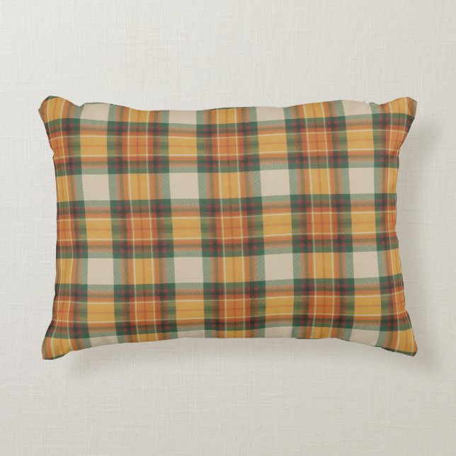 Warm Autumn Harvest Tartan Plaid Pattern Accent Pillow (Front)