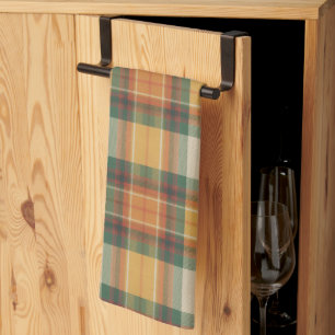 Warm Autumn Harvest Tartan Plaid Pattern Kitchen Towel
