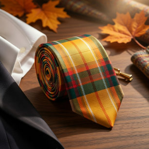 Warm Autumn Harvest Tartan Plaid Pattern Neck Tie