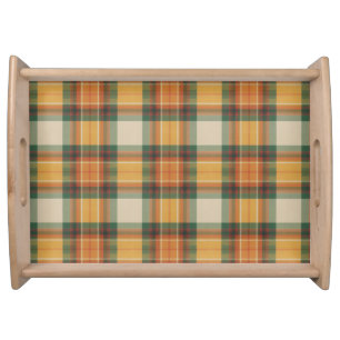 Warm Autumn Harvest Tartan Plaid Pattern Serving Tray