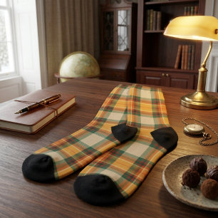 Warm Autumn Harvest Tartan Plaid Pattern Socks