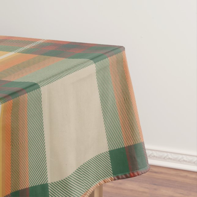 Warm Autumn Harvest Tartan Plaid Pattern Tablecloth (In Situ)