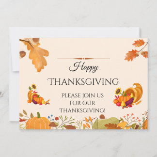 Warm Autumn Harvest Thanksgiving Invitation