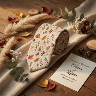 Warm Autumn Harvest Watercolor Leaf Neck Tie