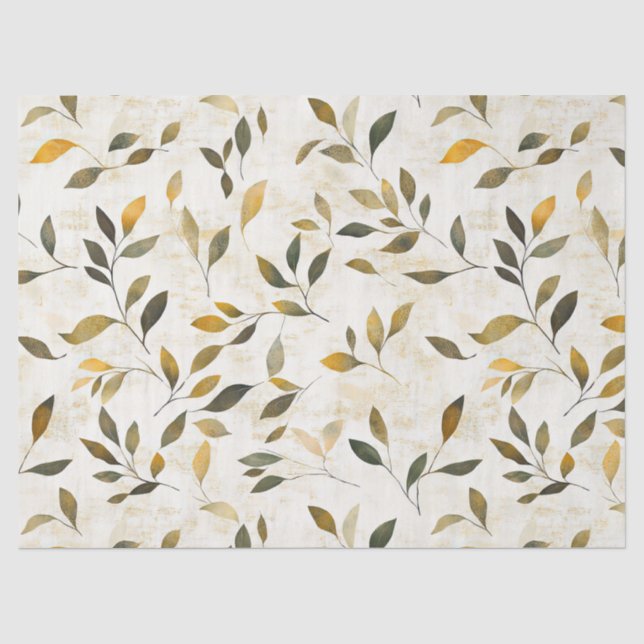 Warm Autumn Leaves and Twigs Rustic Nature Tissue Paper (Front)