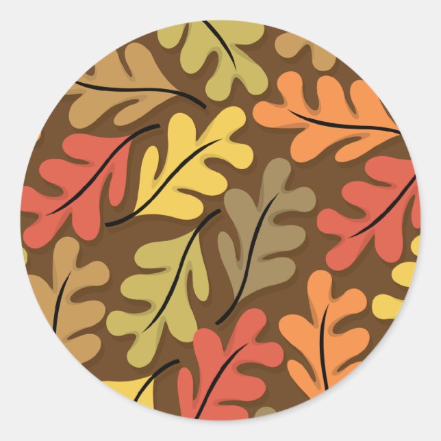 Warm Autumn Leaves Classic Round Sticker (Front)