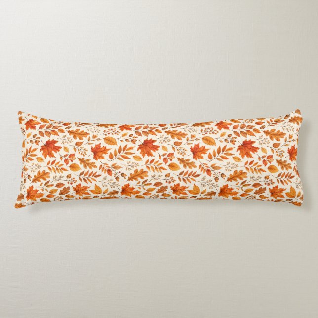 Warm Autumn Leaves Seamless Pattern Body Pillow (Front)