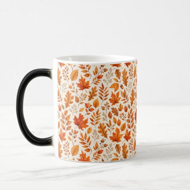 Warm Autumn Leaves Seamless Pattern Color Morph Mug (Left)
