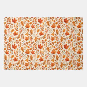 Warm Autumn Leaves Seamless Pattern Doormat