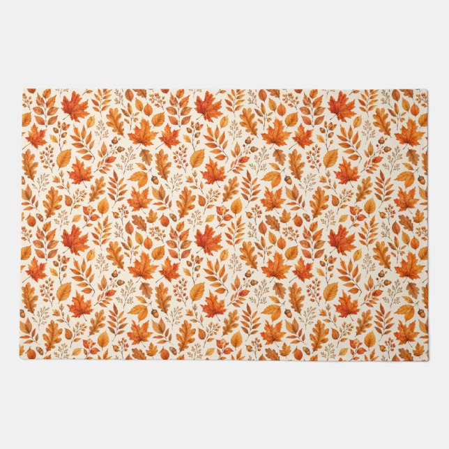 Warm Autumn Leaves Seamless Pattern Doormat (Front)