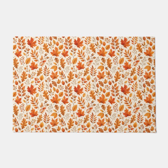 Warm Autumn Leaves Seamless Pattern Doormat (Front)