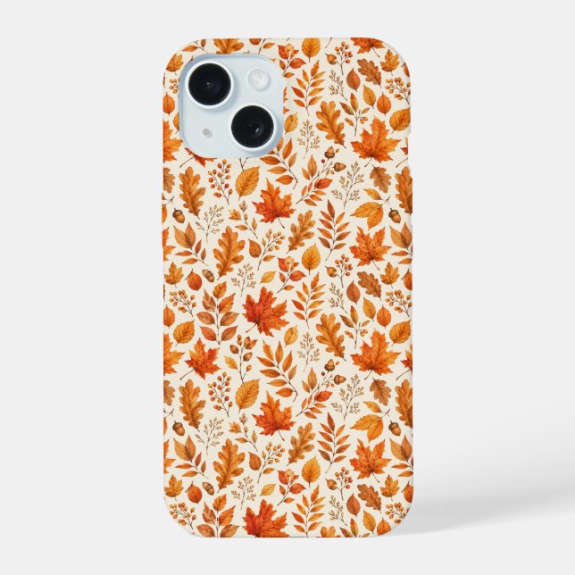 Warm Autumn Leaves Seamless Pattern Iphone Case (Back)