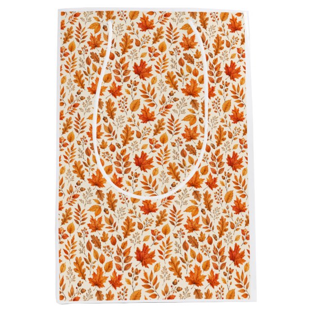 Warm Autumn Leaves Seamless Pattern Medium Gift Bag (Front)