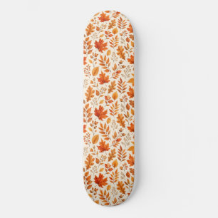 Warm Autumn Leaves Seamless Pattern Skateboard