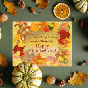 Warm Autumn Leaves Thanksgiving Greeting Holiday Postcard