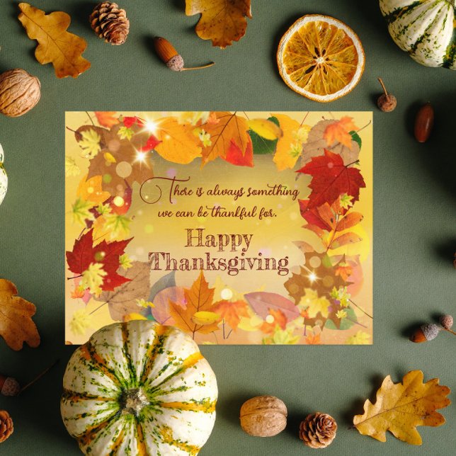 Warm Autumn Leaves Thanksgiving Greeting Holiday Postcard (Creator Uploaded)