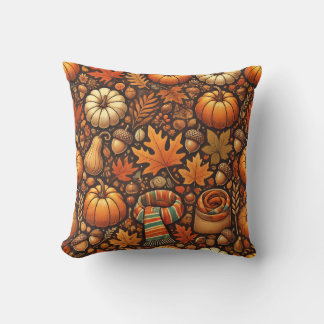 Warm Autumn Leaves Throw Pillow