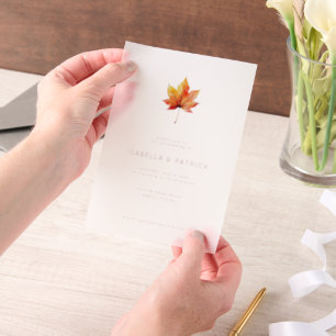 Warm Autumn Maple Leaf Vellum Invitations