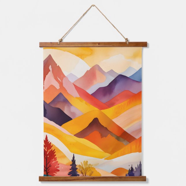 Warm Autumn Mountains Hanging Tapestry (Front)
