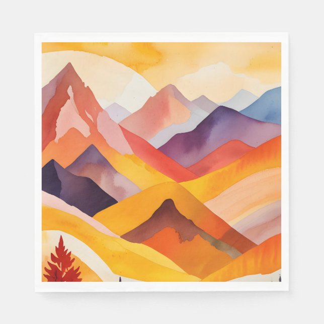 Warm Autumn Mountains Napkins (Front)