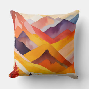 Warm Autumn Mountains Throw Pillow