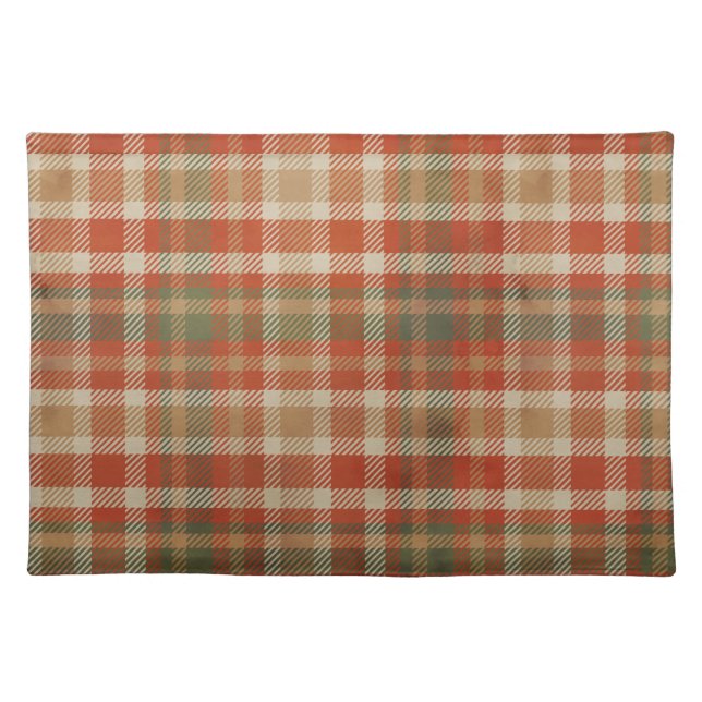Warm Autumn Plaid Cloth Placemat (Front)