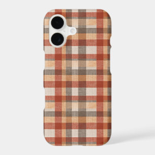 Warm Autumn Plaid Fabric Texture in Rust and Beige iPhone 17 Case