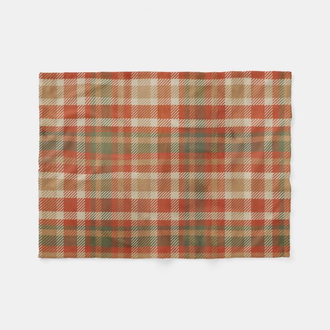 Warm Autumn Plaid Fleece Blanket (Front (Horizontal))