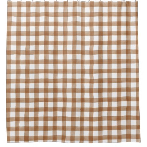 Warm Autumn Rust Color English Country Check Plaid Shower Curtain
