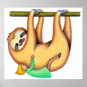 Warm back of a sloth. poster