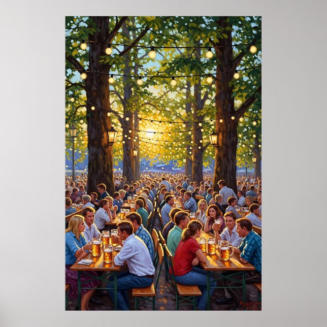 Warm Beer Garden Vibes Poster (Front)
