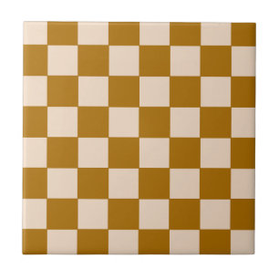 Warm Beige Checkerboard Pattern Ceramic Tile