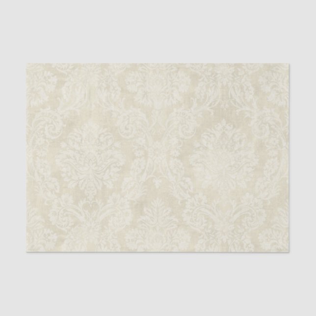 Warm Beige Damask Tissue Paper Sheets (Front)